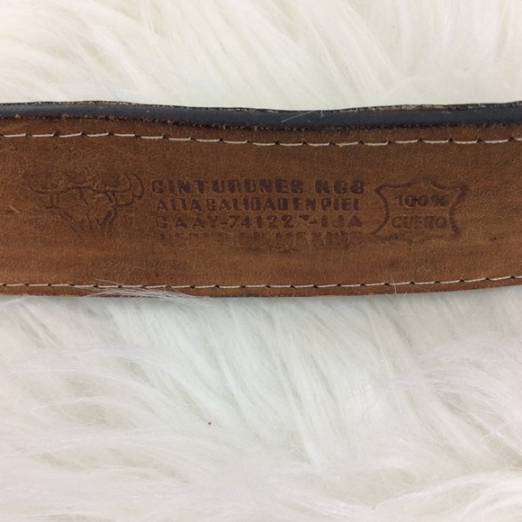 Mexican Leather Belt Western Silver Tone Horseshoe - Picture 5 of 8